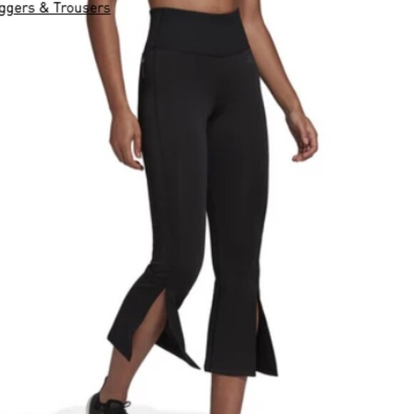 Adidas Women's Hyperglam Flared Rib Pants ~ Black ~ High Rise ~ SZ L - Picture 2 of 10